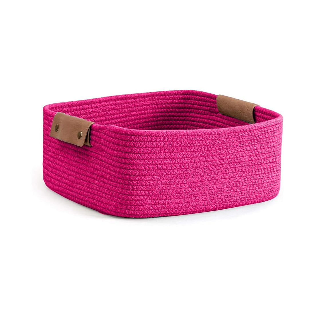 Hot Pink Cotton Rope Storage Basket with Handles