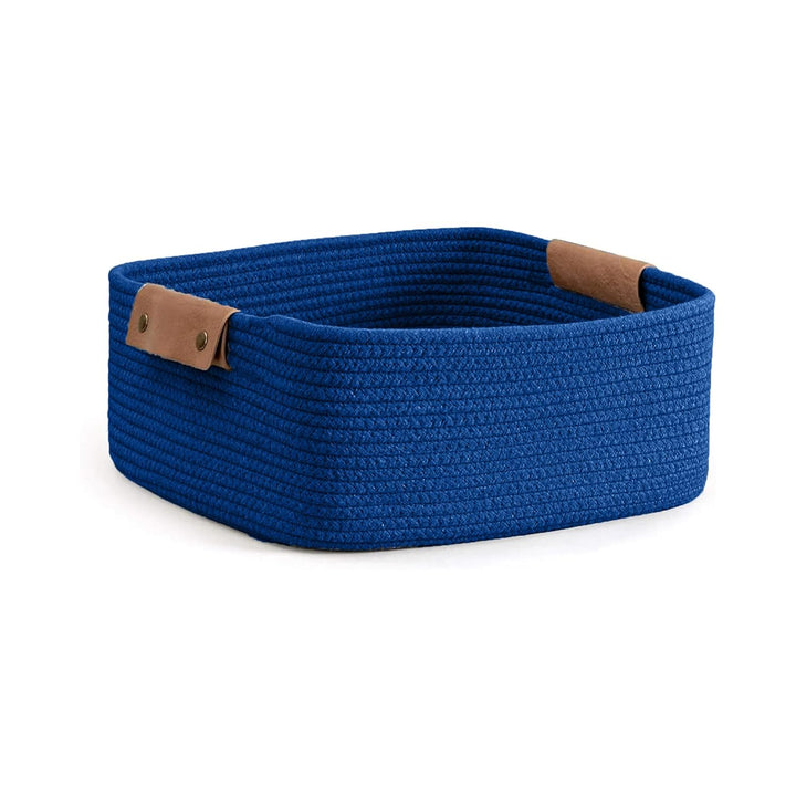 Royal Blue Cotton Rope Storage Basket with Handles