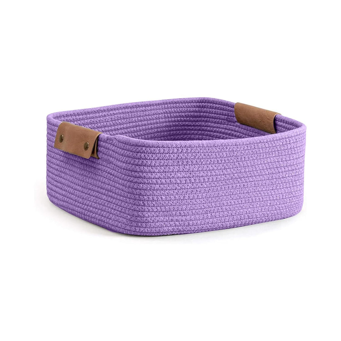 Lavender Cotton Rope Storage Basket with Handles