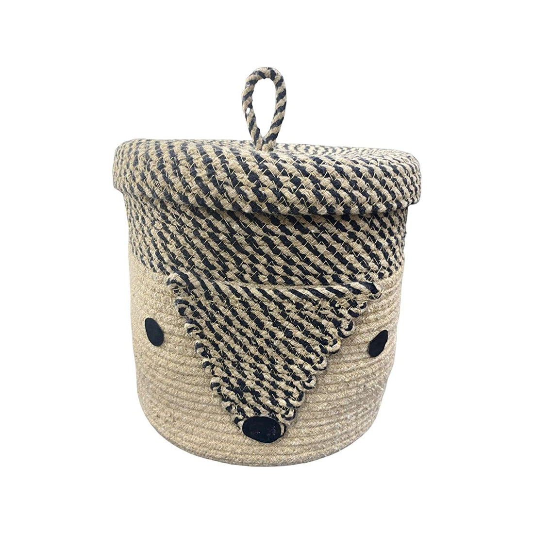 Beige Hedgehog Storage Basket with Lid for Kids Toy Room