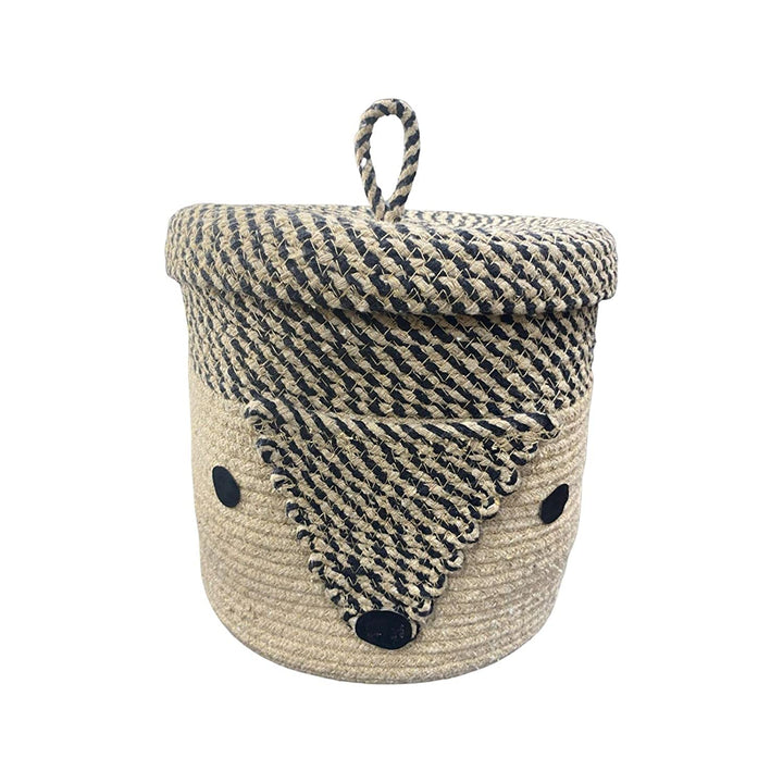 Beige Hedgehog Storage Basket with Lid for Kids Toy Room