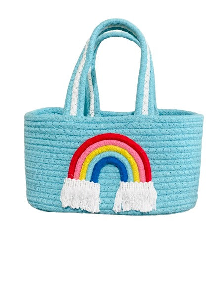 Sky Blue Rainbow Cotton Rope Storage Basket Organizer
