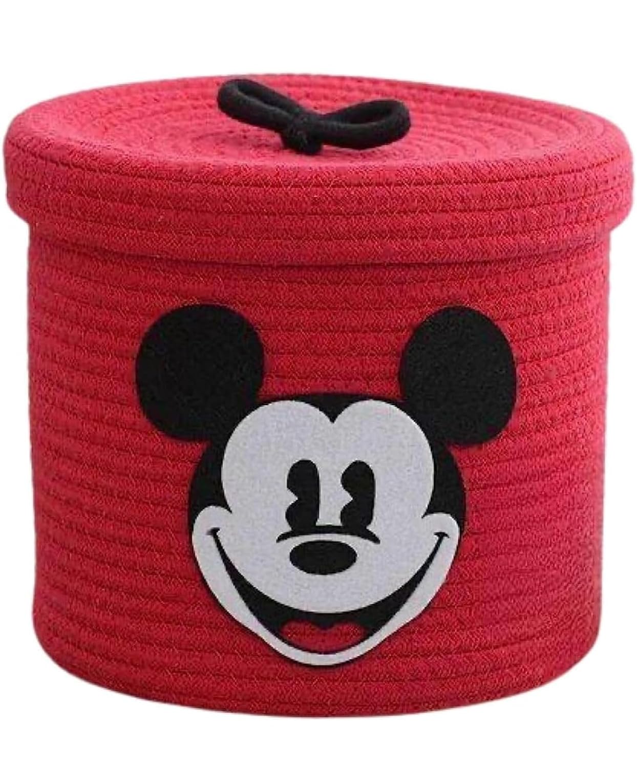 Red Mickey Mouse Storage Basket with Lid Cute Toy Box Case