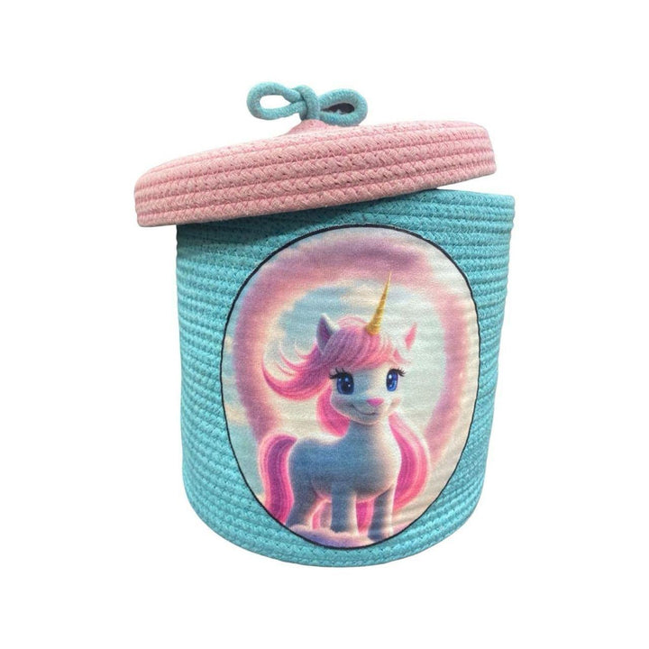Unicorn Kids Storage Basket with Lid Cute Toy Organizer Box