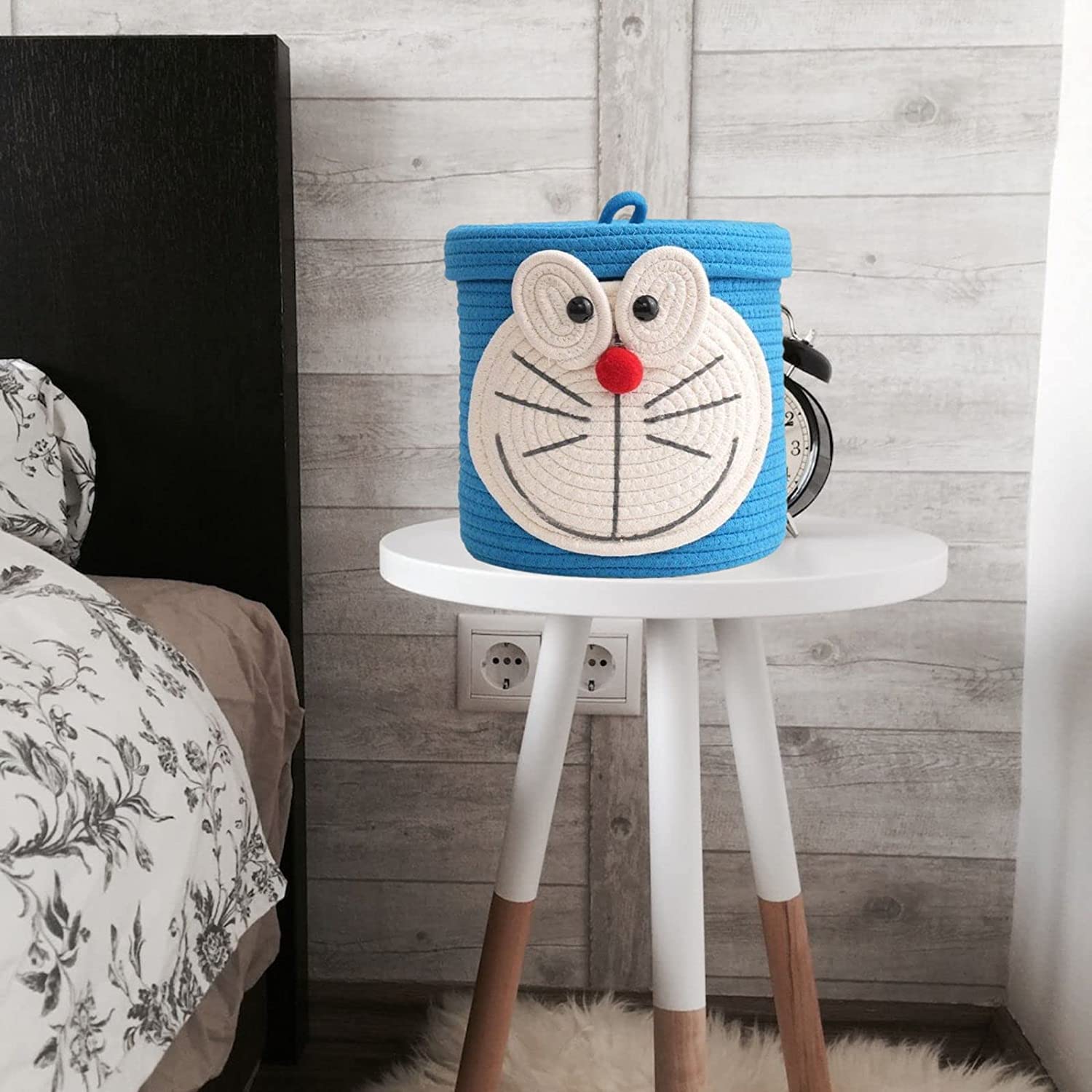 Blue Doraemon Storage Basket with Lid for Kids Toy Organizer