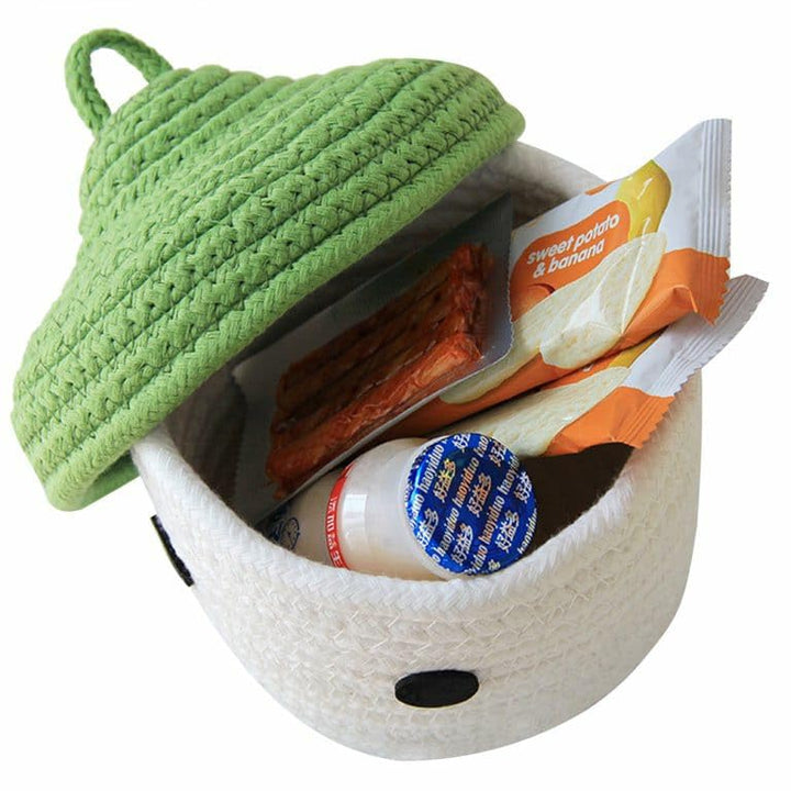 Green Acorn Storage Basket with Lid for Kids Toy Organizer